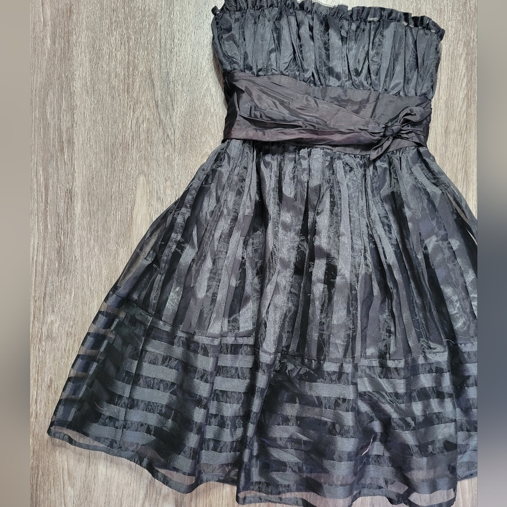 Betsey Johnson Vintage Black Nylon Acetate Tulle Strapless Mini Dress Y2K 90s 4 - Picture 6 of 16